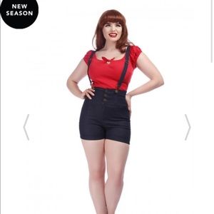 Collectif Nomi Denim Dungaree Shorts